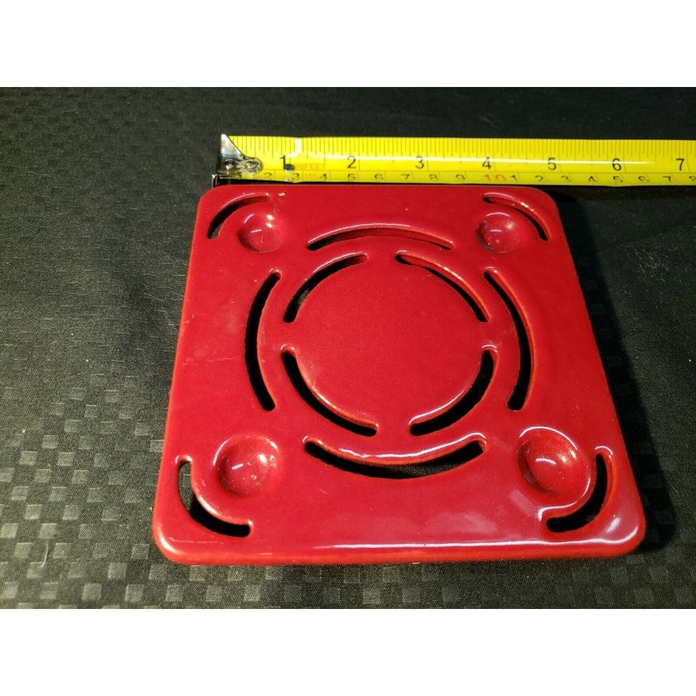 Vintage Cast Iron Red Square 4" Trivet